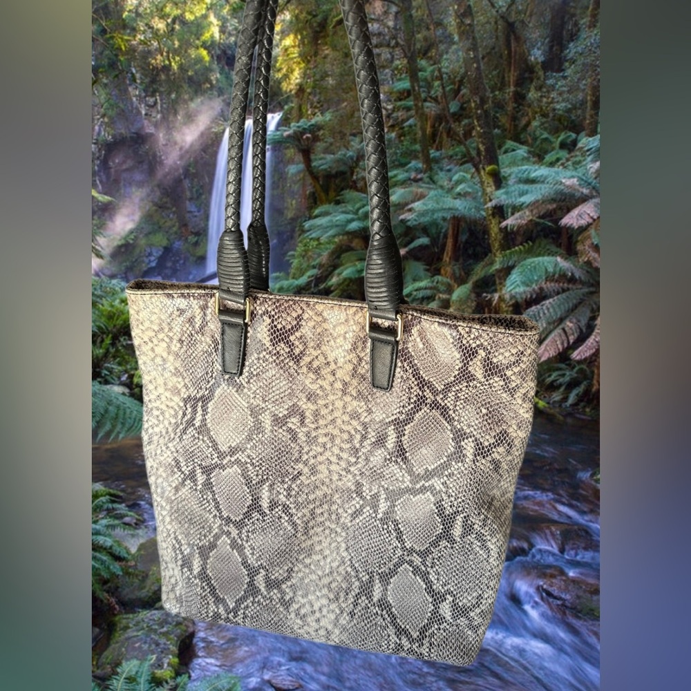 Margot Leather Snakeskin Pattern Tote Bag